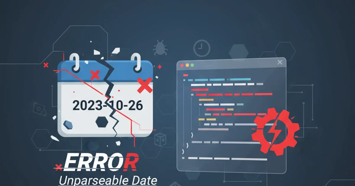 Illustration of a calendar with a broken date, symbolizing an unparseable date error.