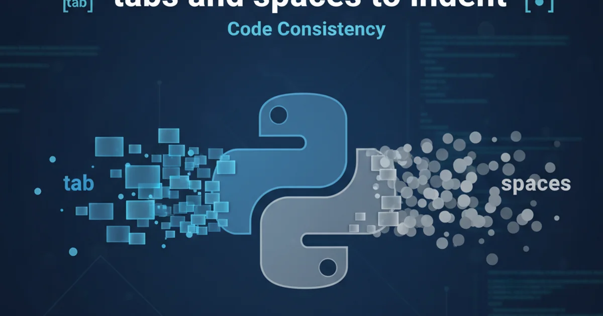 Abstract representation of tabs and spaces merging into a Python logo, symbolizing code consistency