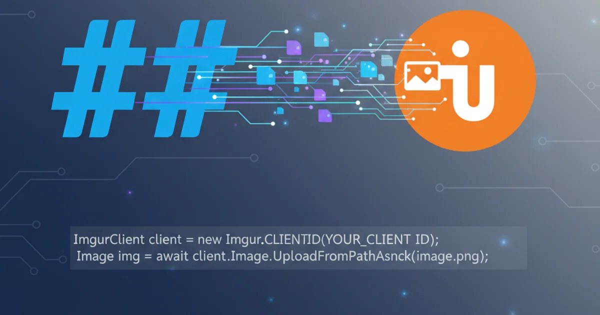 C# logo interacting with Imgur logo, representing an image upload process