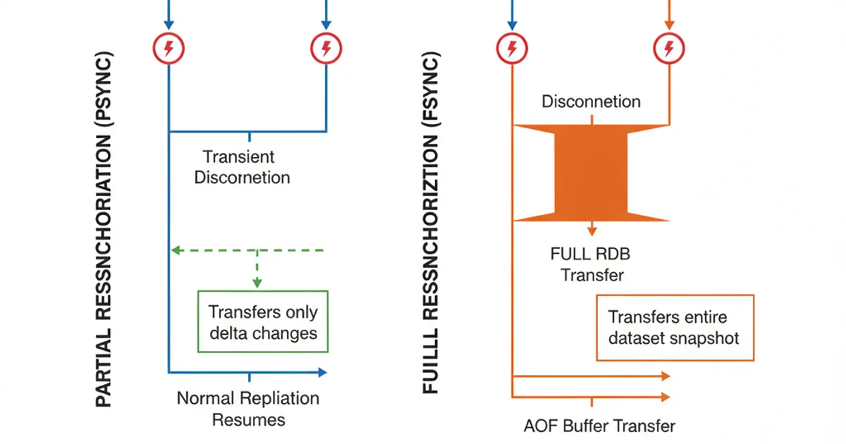 Diagram showing successful partial resynchronization versus full resynchronization
