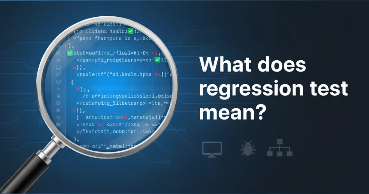 A magnifying glass examining lines of code, symbolizing the detailed inspection in regression testing.