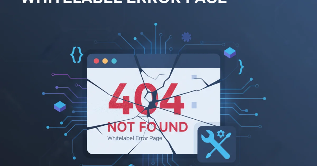 Illustration of a broken web page with a '404 Not Found' message, representing the Whitelabel Error Page