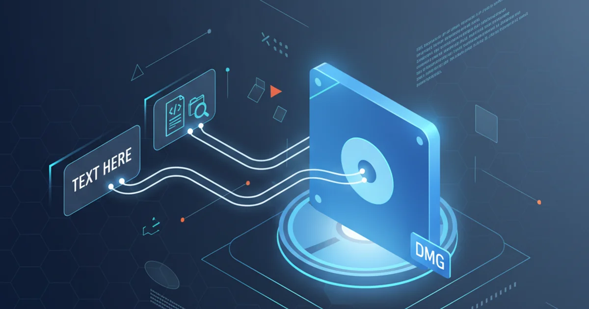 Illustration of a disk image icon with text and files being added to it, representing customization.