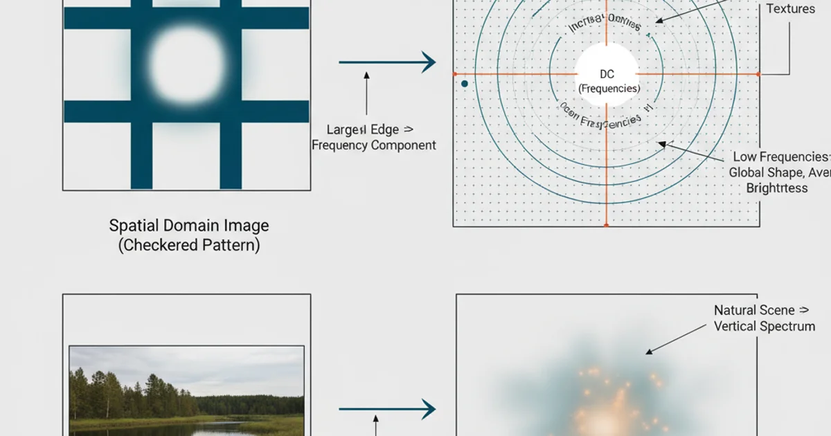 Diagram illustrating how spatial features map to frequency domain features in the power spectrum
