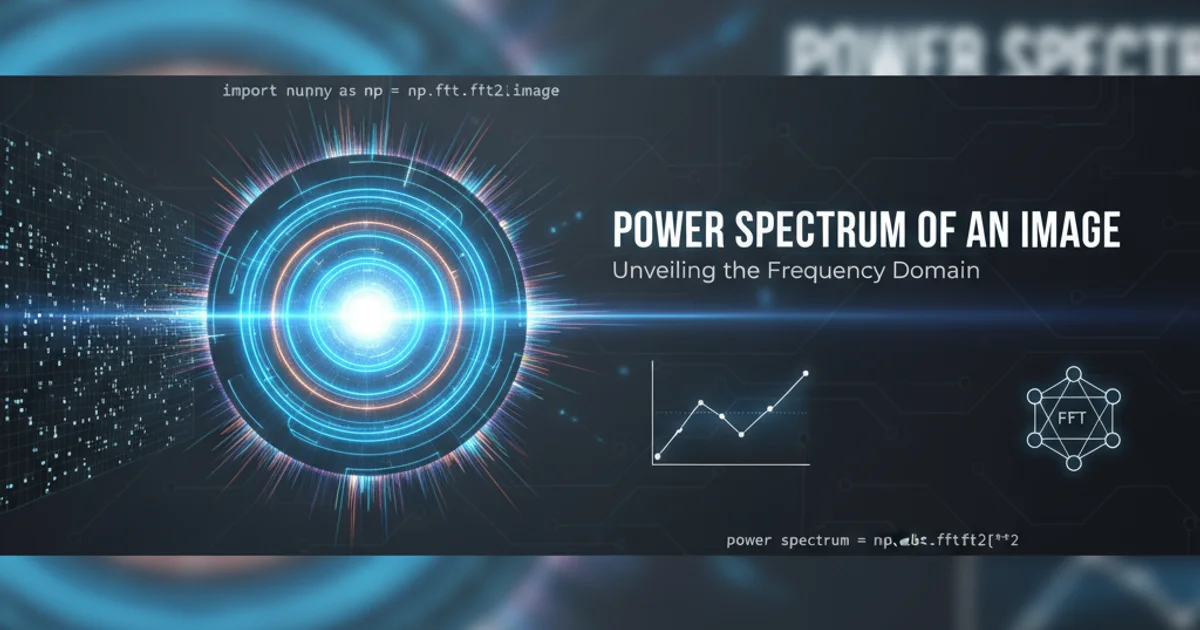 Abstract representation of an image's power spectrum with bright central components and radiating patterns