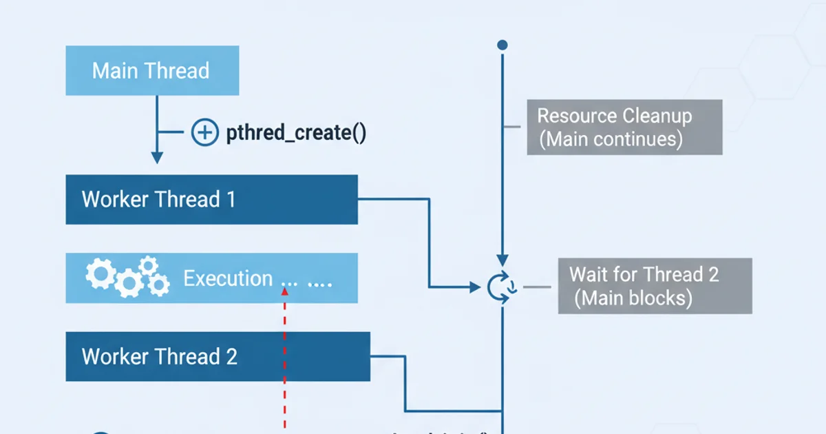 Diagram illustrating thread creation, execution, and termination with join and exit points