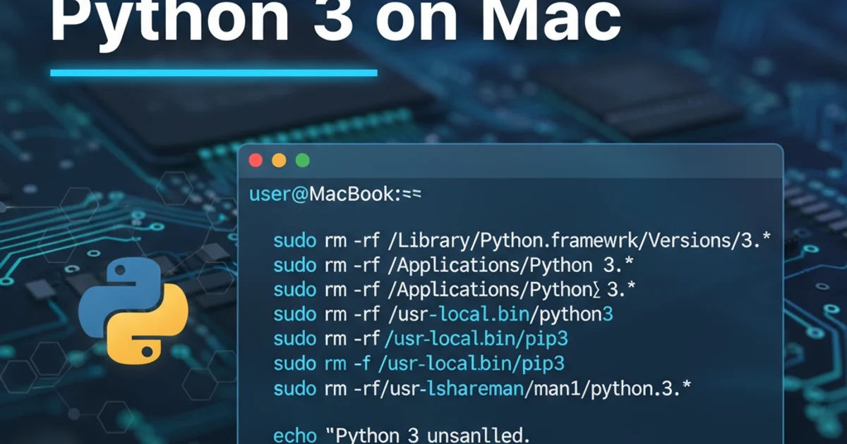 A terminal window displaying Python uninstall commands on a macOS desktop background.