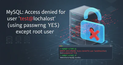 MySQL: Access denied for user 'test'@'localhost' (using password: YES) except root user