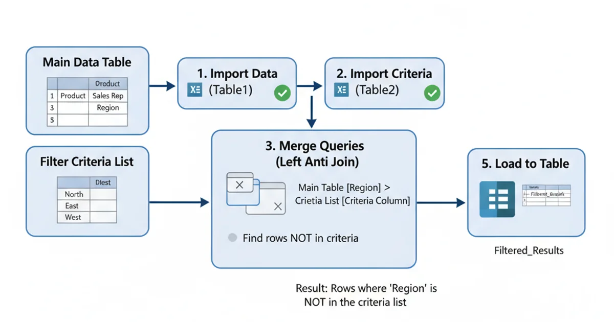 Power Query workflow showing data import, merge, and filter steps