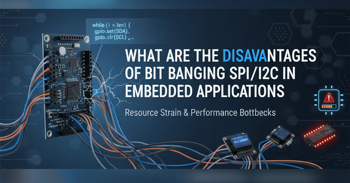 Microcontroller connected to peripherals via bit-banged SPI/I2C, illustrating resource strain