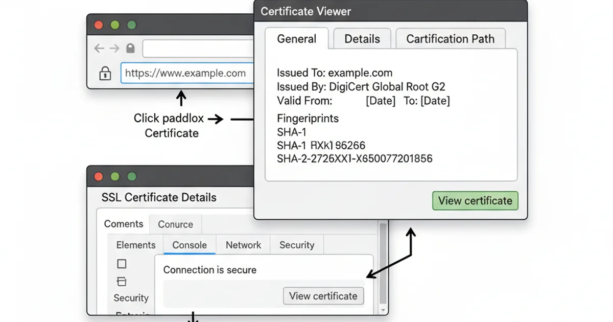 Screenshot of a browser's certificate viewer showing various tabs like General, Details, and Certification Path.