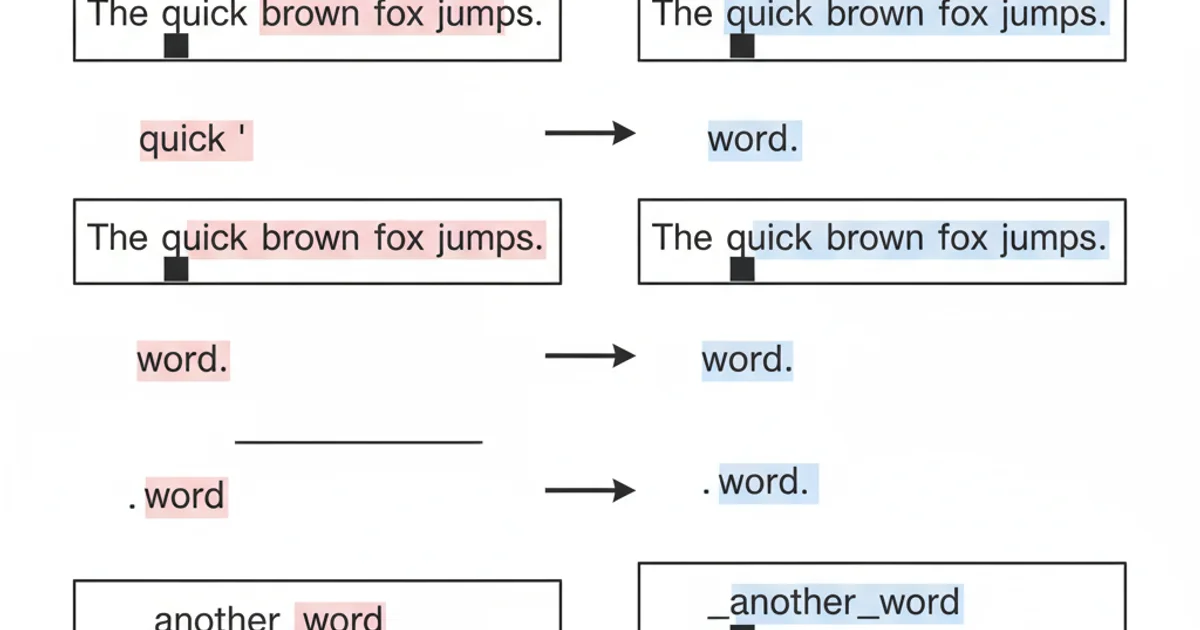Comparison table showing dw and daw behavior with cursor positions
