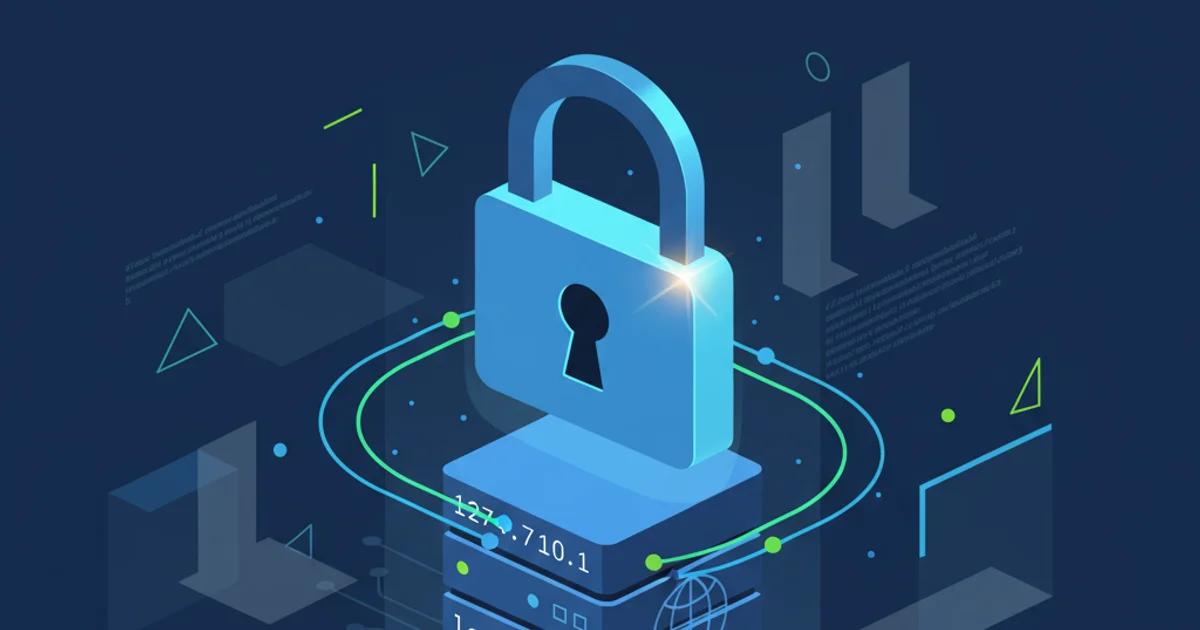 Illustration of a secure HTTPS connection with a padlock icon over a localhost server icon.