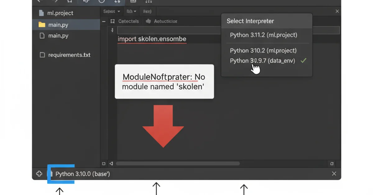 Screenshot showing how to select a Python interpreter in VS Code.