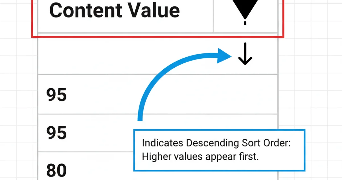 Screenshot of a data grid column header with a down arrow indicating descending sort order.