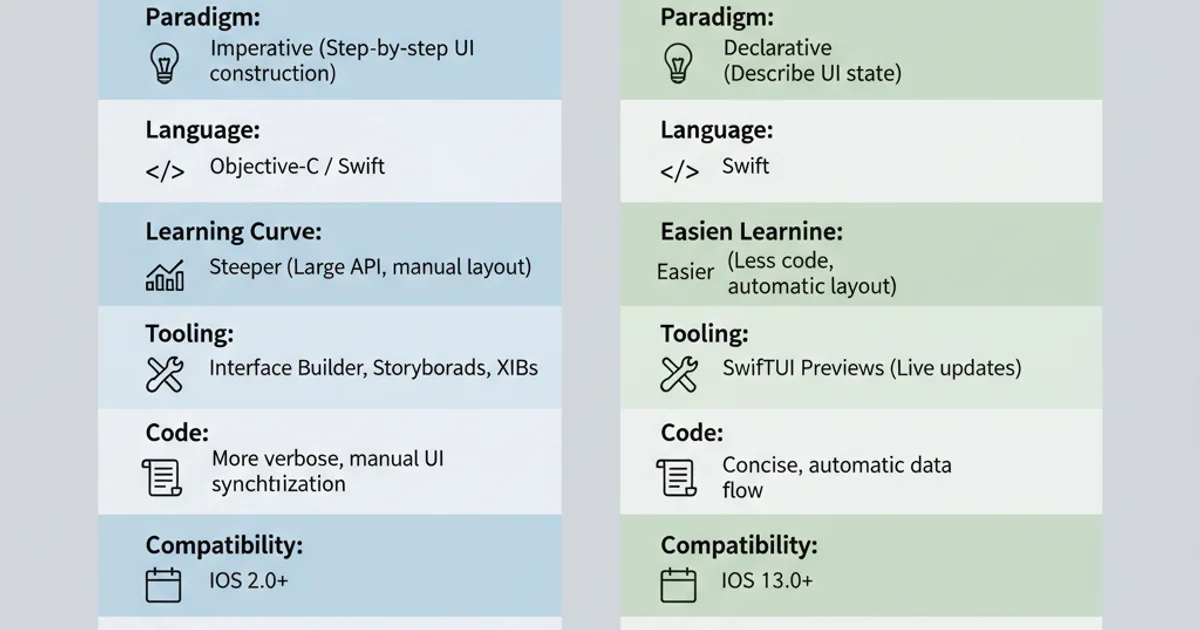 Comparison table showing features of UIKit and SwiftUI.