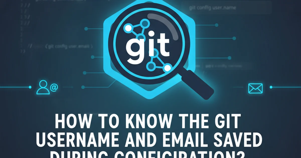 Git logo with a magnifying glass over it, symbolizing checking configuration