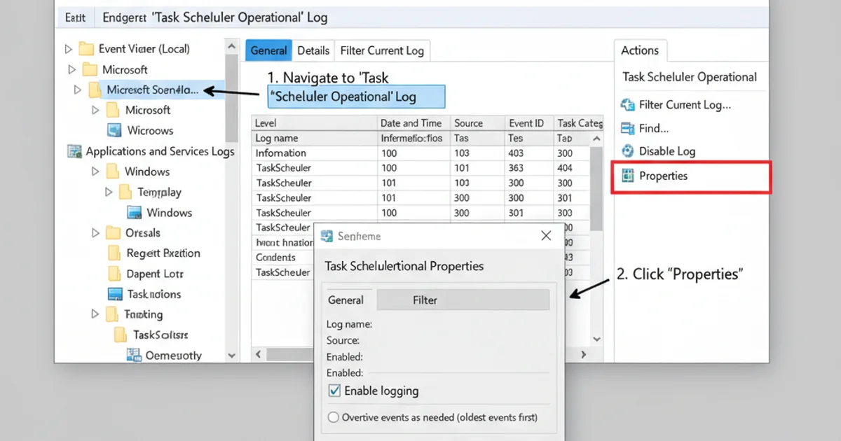 Screenshot of Windows Event Viewer showing Task Scheduler Operational log