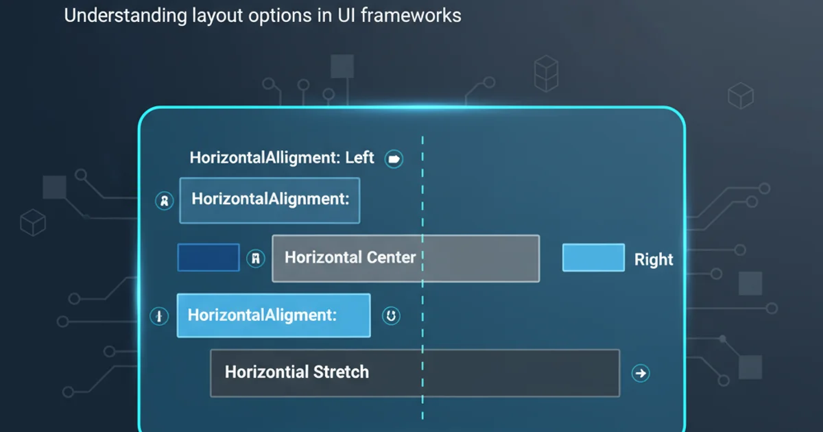 Illustration of a StackPanel with different alignment options for its child elements.