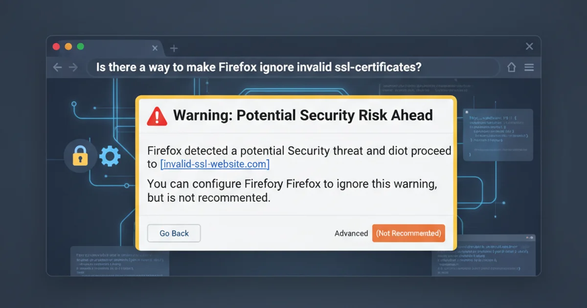 Firefox browser window showing a security warning for an invalid SSL certificate