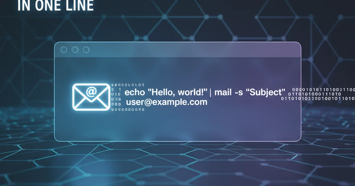 A stylized terminal window with an email icon, symbolizing sending mail from the command line.