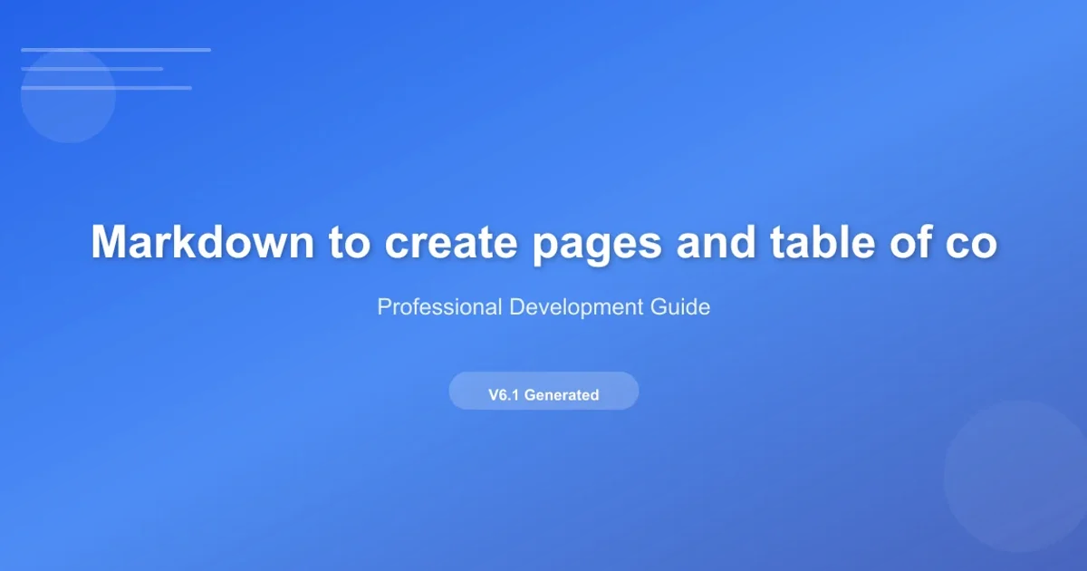 Hero image for Markdown to create pages and table of contents?