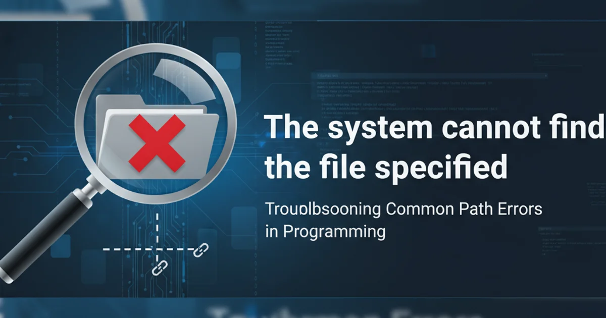 Magnifying glass over a file icon with a red X, symbolizing a file not found error.