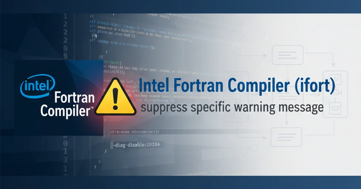 Intel Fortran Compiler logo with a warning sign overlay