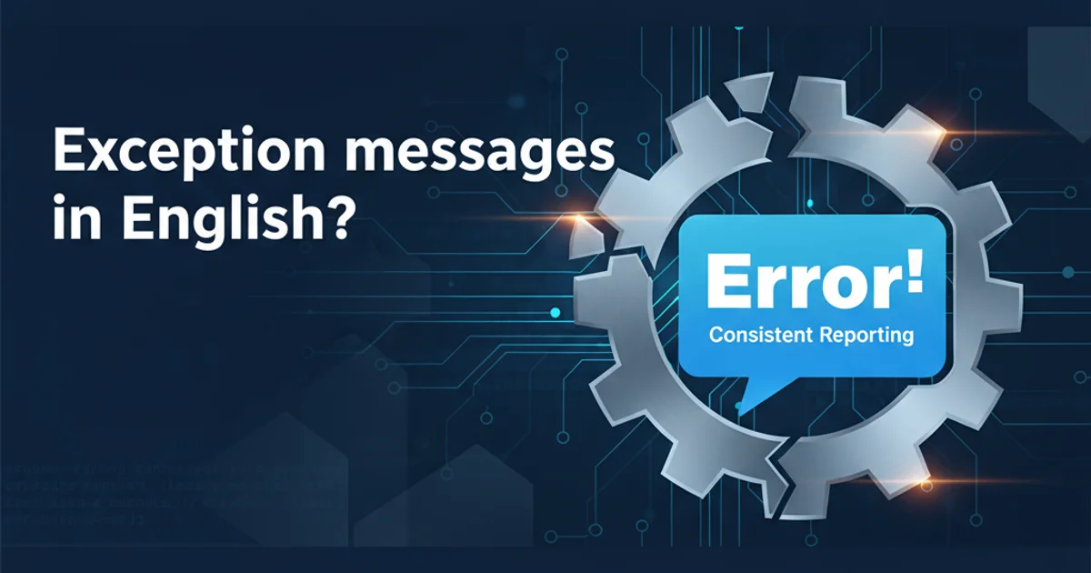 A broken gear icon with a speech bubble showing 'Error' in English, symbolizing consistent error reporting.