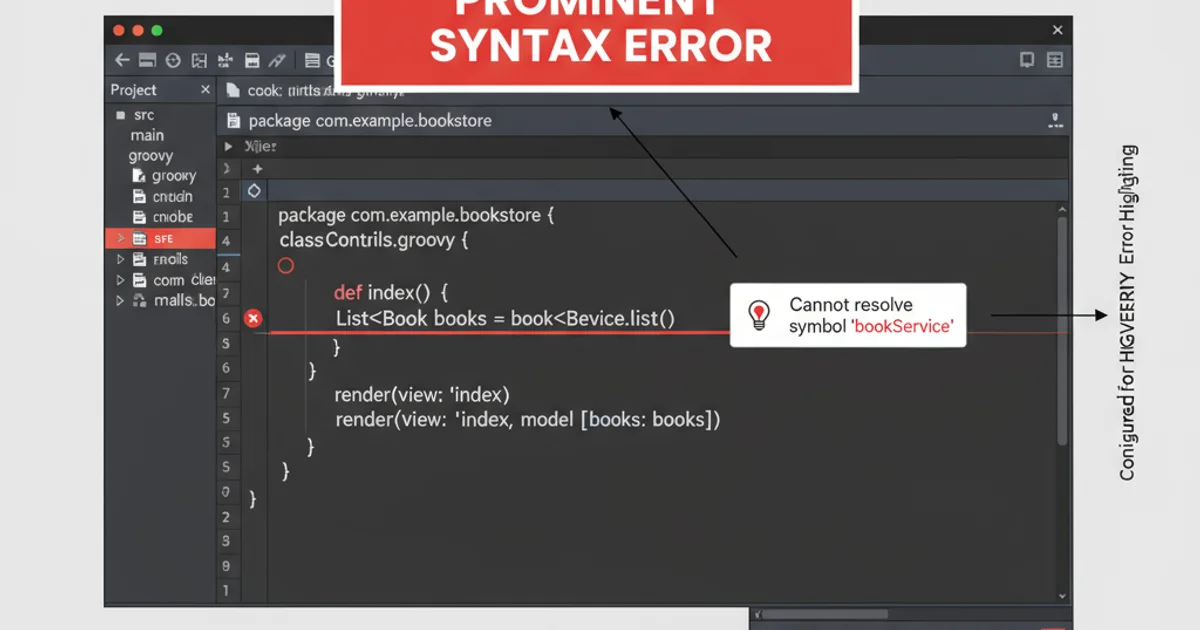 Screenshot of IntelliJ IDEA showing a red underline for an unresolved reference in Groovy code after adjusting inspection settings.