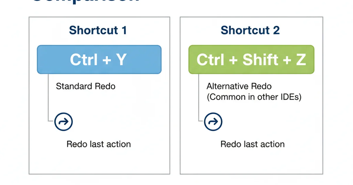 Comparison table showing Ctrl+Y and Ctrl+Shift+Z as redo shortcuts in Eclipse.