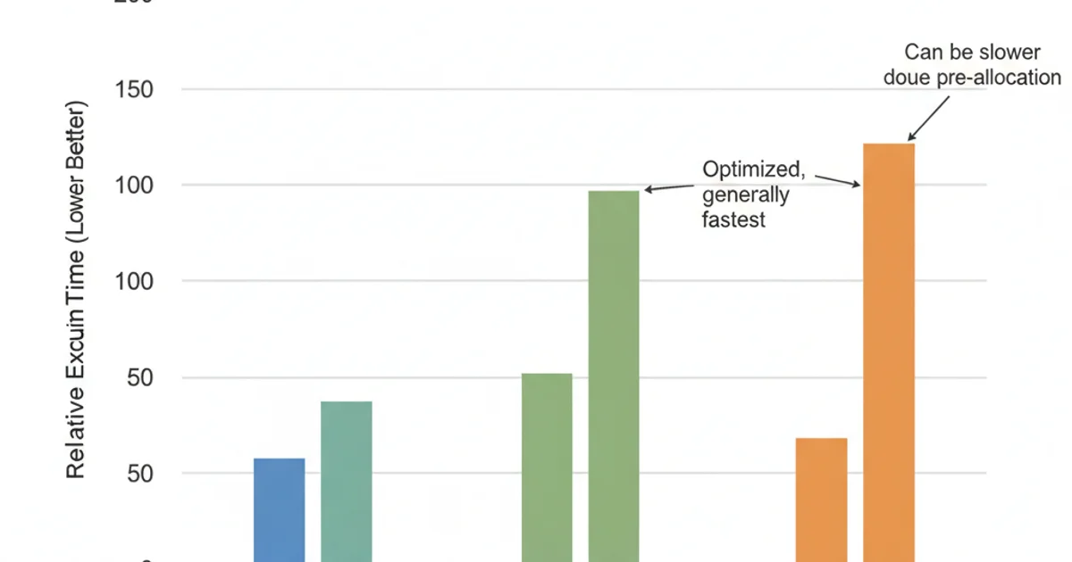 Bar chart comparing the performance of different List to Array conversion methods for various list sizes.