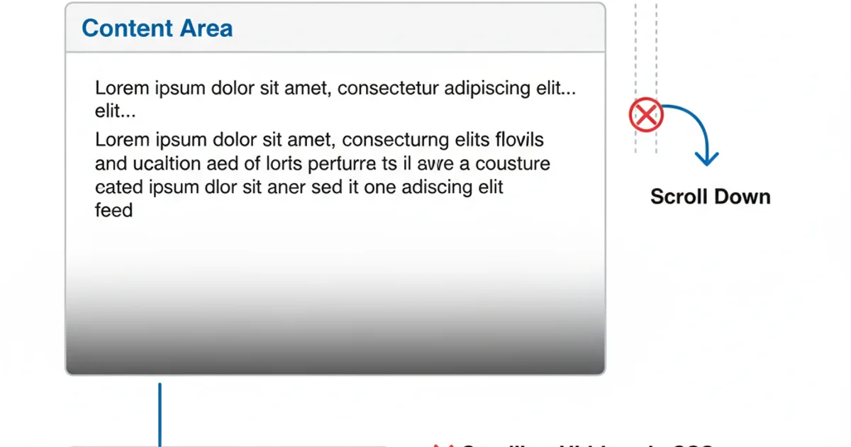 A conceptual diagram showing a scrollable content area with a subtle gradient at the bottom, indicating more content below without a visible scrollbar.