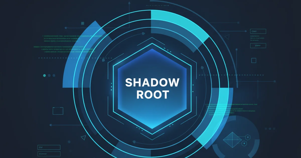Abstract illustration of encapsulated web components with a central 'Shadow Root' element