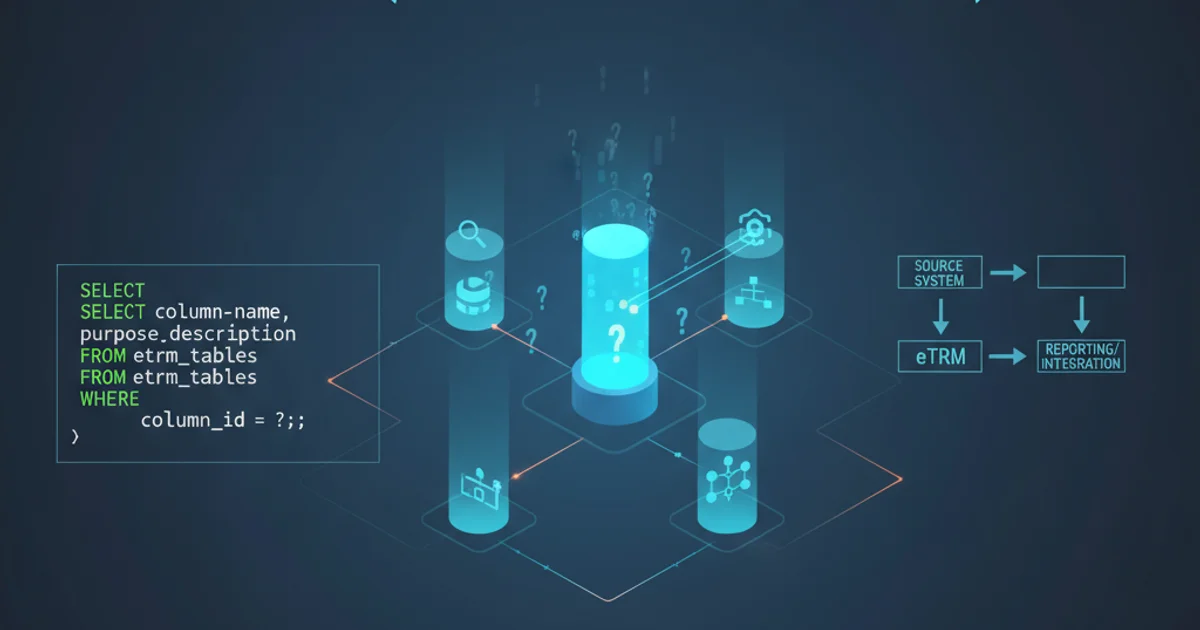 Abstract representation of data columns and their connections, symbolizing purpose and relationships within a database schema.