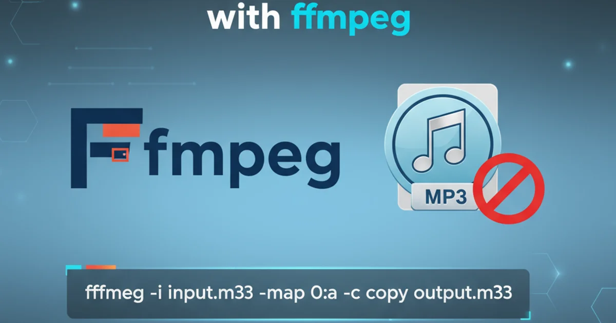 FFmpeg logo next to an MP3 file icon with a 'remove' symbol