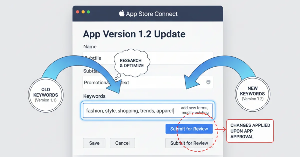 Screenshot of the App Store Connect metadata section showing the keyword input field.