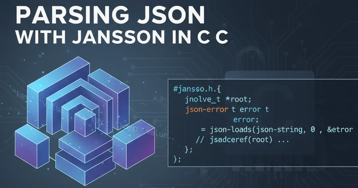 Abstract representation of JSON data structure and C code snippets