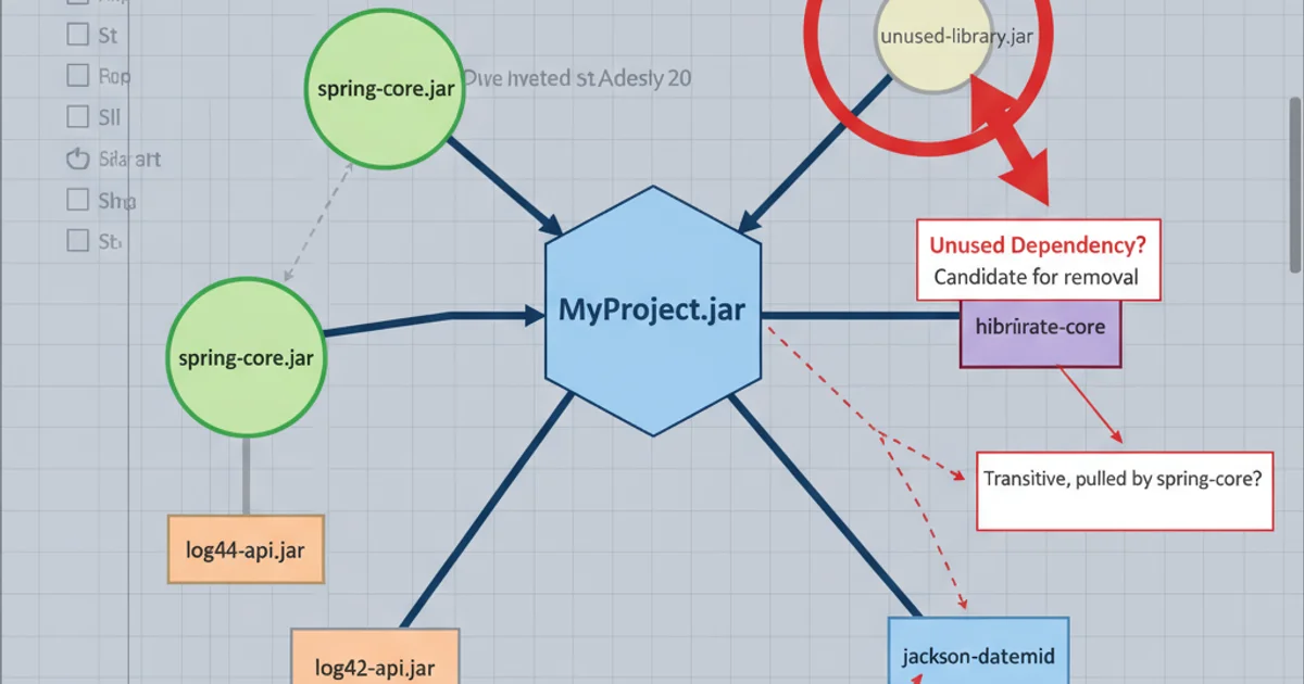Screenshot of an IDE's dependency analyzer showing a graph of dependencies.