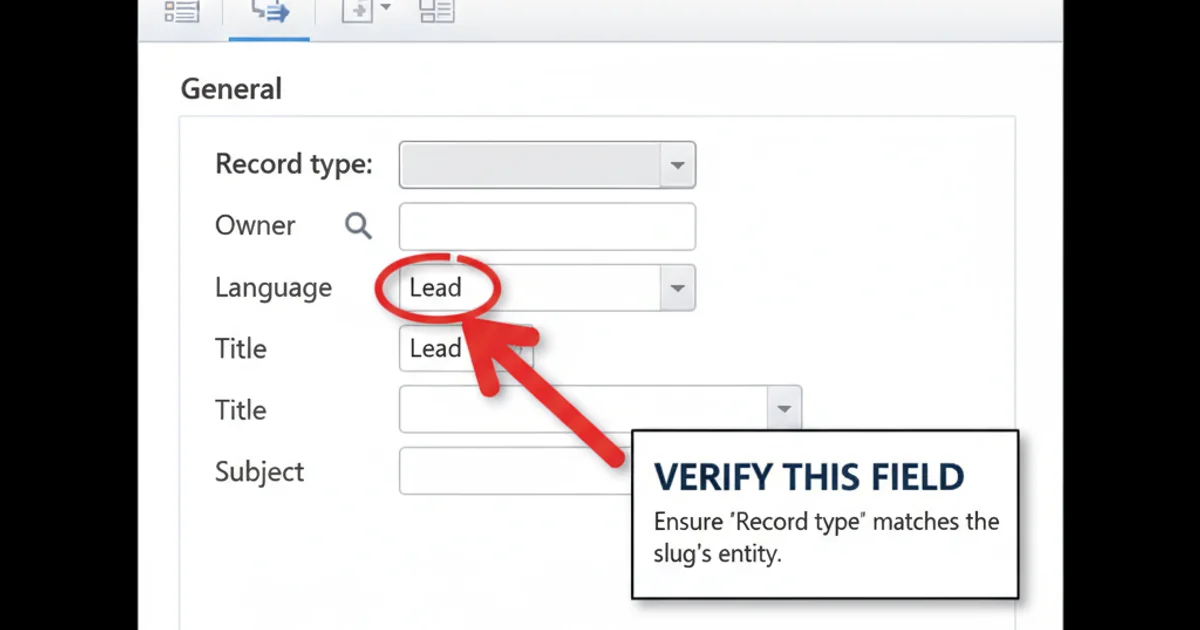 Screenshot of CRM 2013 email template properties showing the 'Record type' field.