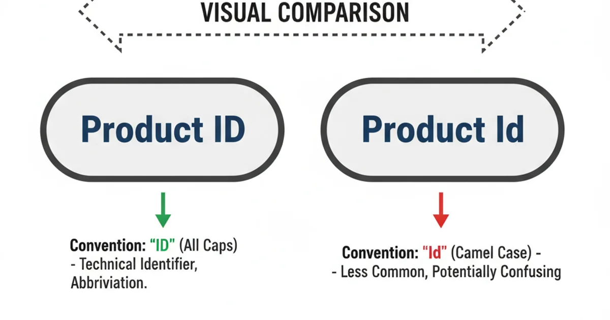 A side-by-side comparison of a UI label showing 'Product ID' versus 'Product Id', highlighting the visual difference.