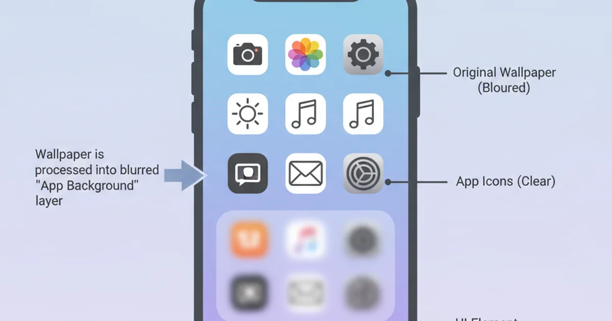 Example of a blurred iPhone home screen wallpaper with app icon shapes visible