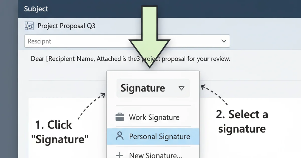 Screenshot showing the signature dropdown menu within a new email message in New Outlook.