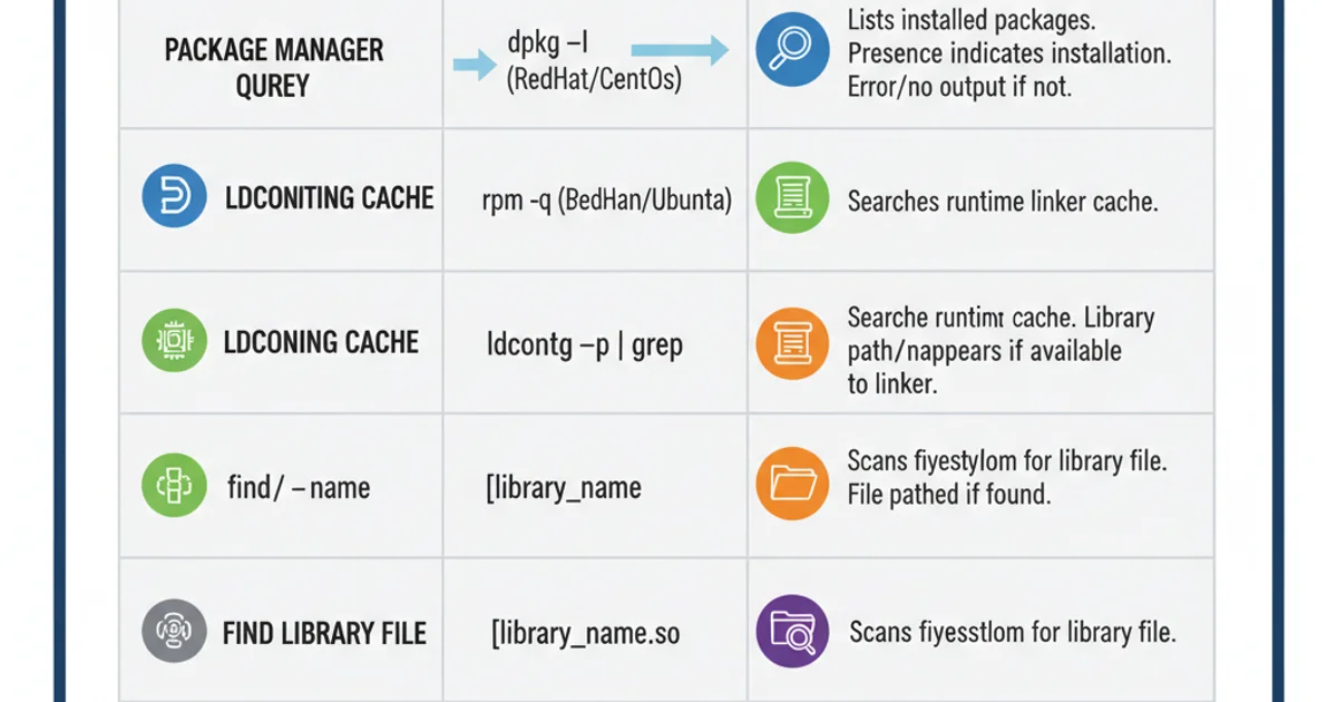 Table comparing different methods for checking library installation