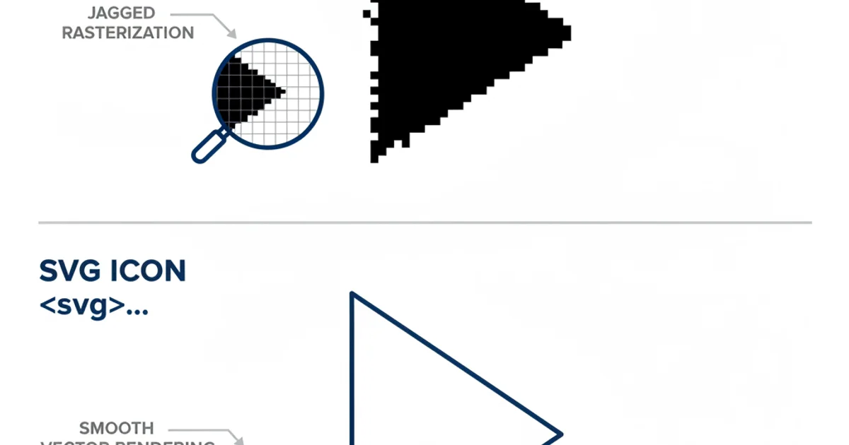 Comparison of a jagged Unicode triangle versus a smooth SVG triangle.