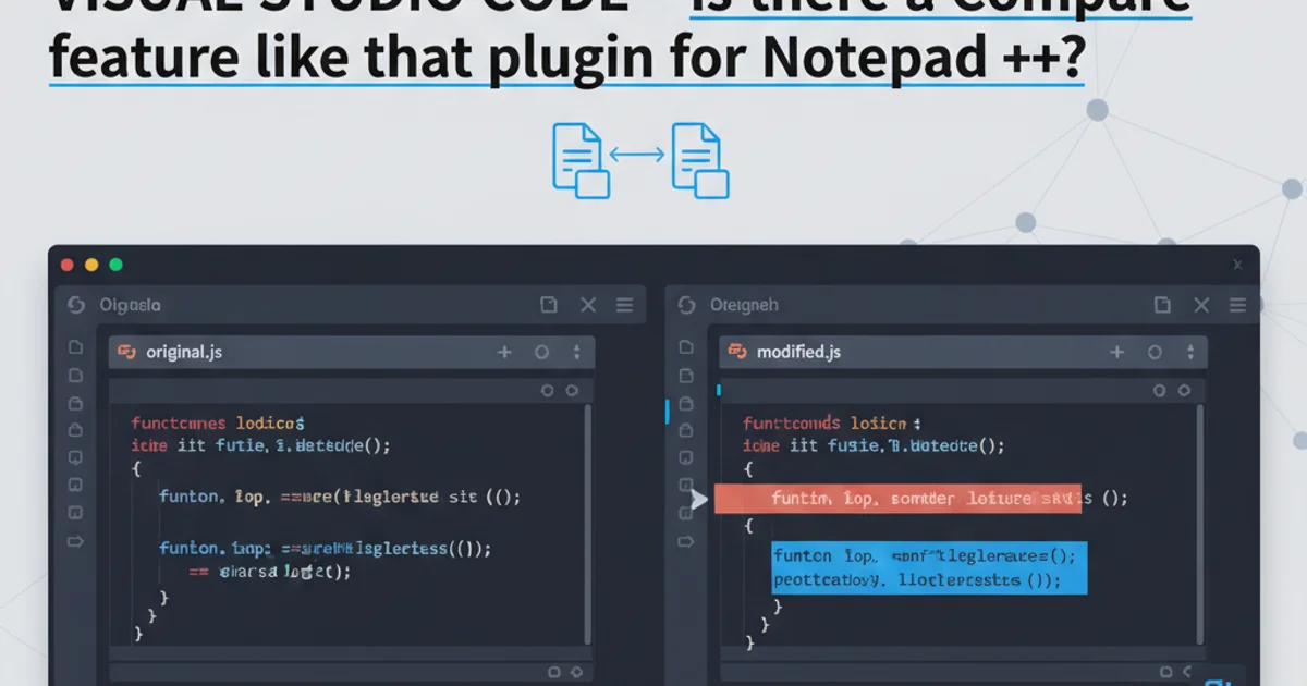 Visual Studio Code interface showing a side-by-side file comparison