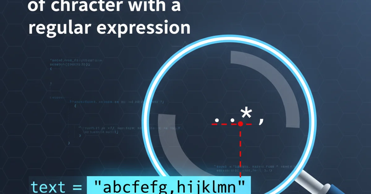 A magnifying glass hovering over text, highlighting a specific character, symbolizing precise regex matching.