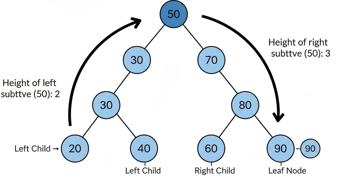An example of a balanced binary search tree where height differences are at most 1.