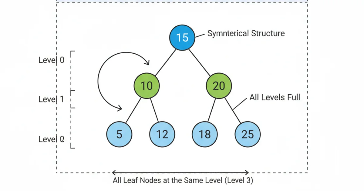 An example of a perfectly balanced binary search tree where all levels are full except possibly the last, and leaves are at the same or adjacent levels.