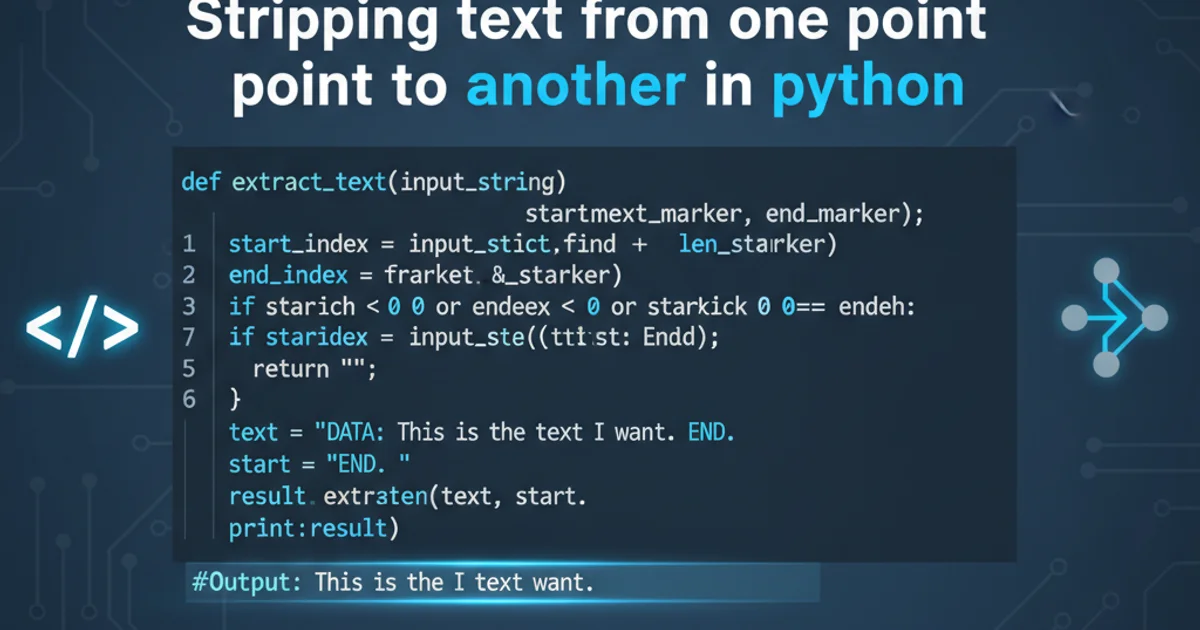 Python code snippet showing string manipulation with markers